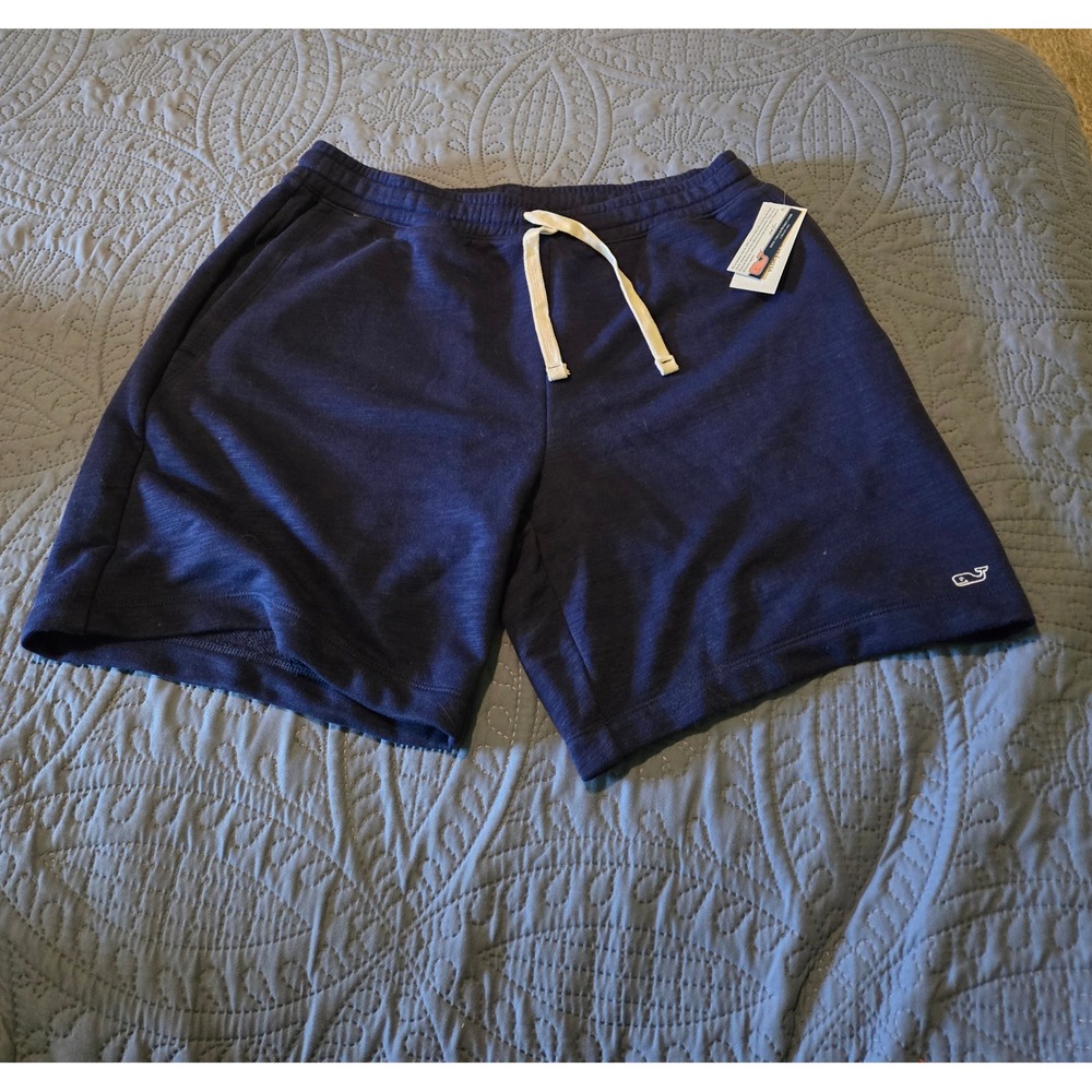 Vineyard Vines Womens 7 inch Slub Knit Jetty Shorts Nautical Navy Blue L NEW